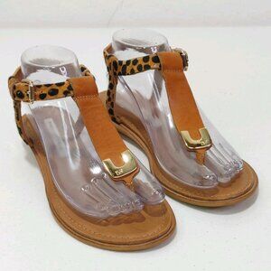 Diane von Furstenberg Dion Cheetah Leather Thong Sandals Women's Size 7
